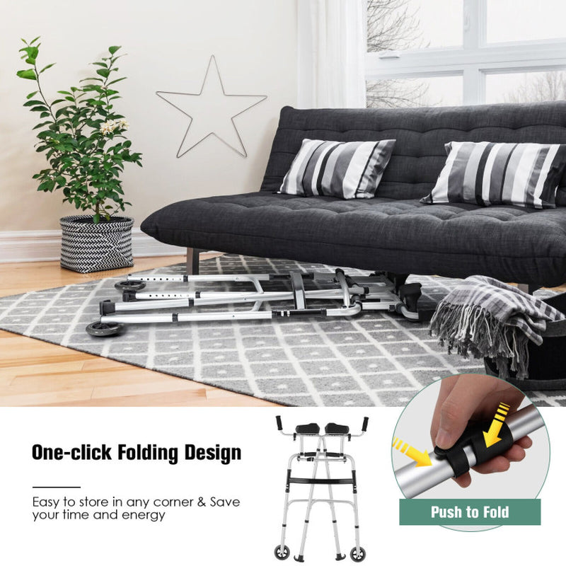 Rolling Walker with Adjustable Height, Seat, and Armrest Pad