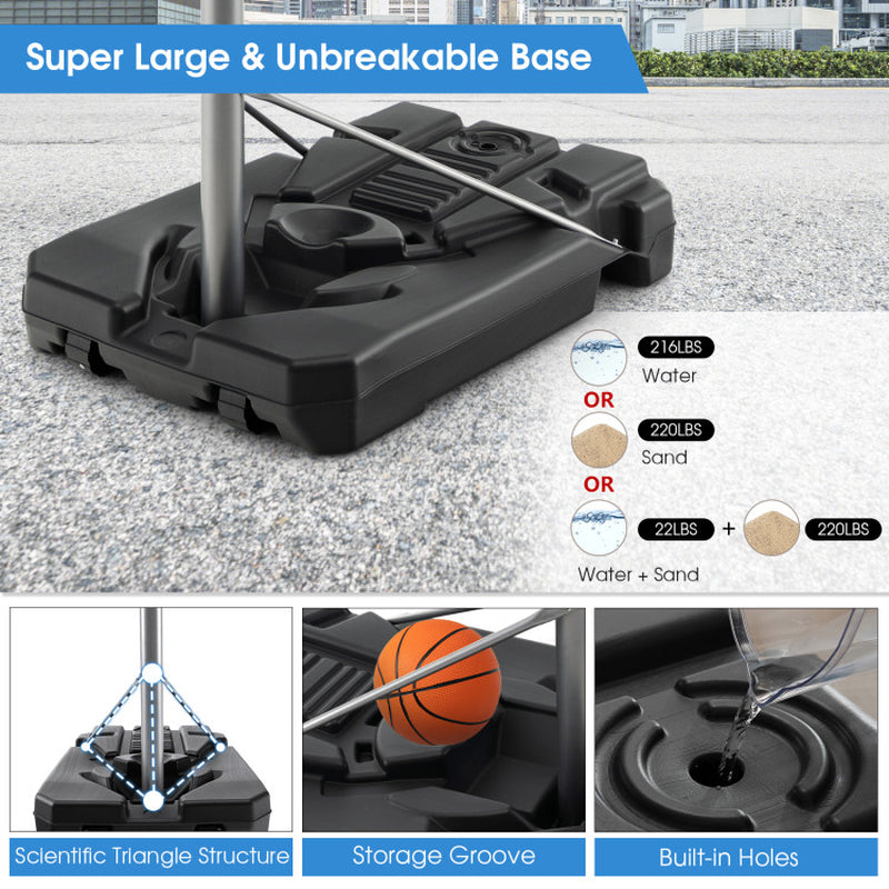 Basketball Hoop with 5.4-6.6FT Adjustable Height and 50" Backboard-Black