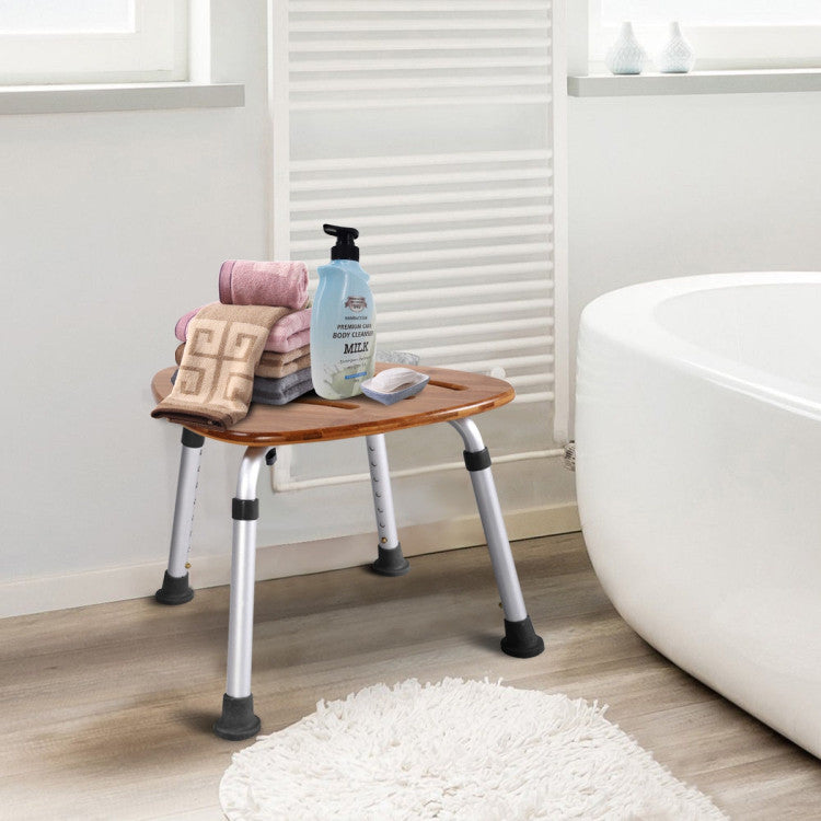 Bamboo Fan-Shaped Bath Seat Shower Chair